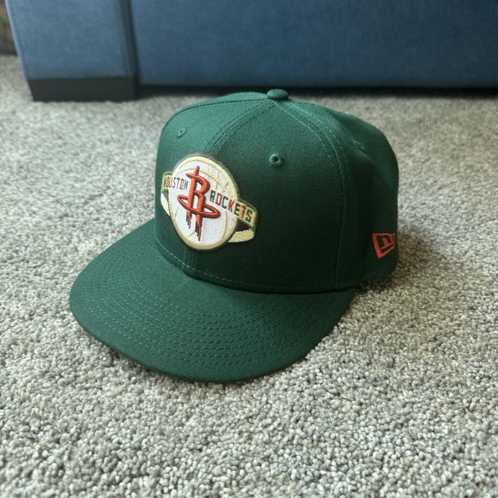 New Era Houston Rockets Fitted Hat Green Rust UV Size 7 NBA